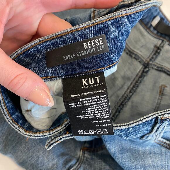 Kut from the Kloth Reese Ankle Straight Jeans Distressed size 10 - Picture 6 of 10